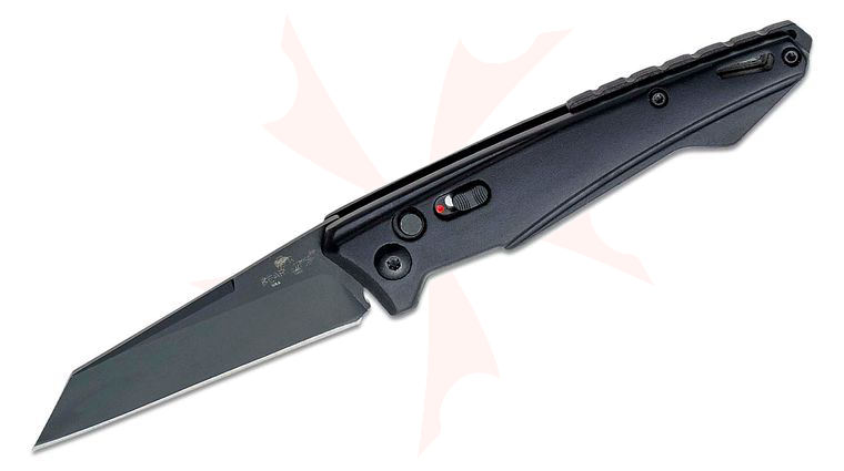 Bear OPS Bold Action XV AUTO Folding Knife 3.03 inch Sandvik 14C28N Black Reverse Tanto Blade, Black Aluminum Handles