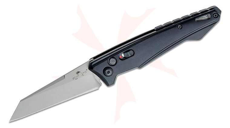 Bear OPS Bold Action XV AUTO Folding Knife 3.03 inch Sandvik 14C28N Bead Blast Reverse Tanto Blade, Black Aluminum Handles