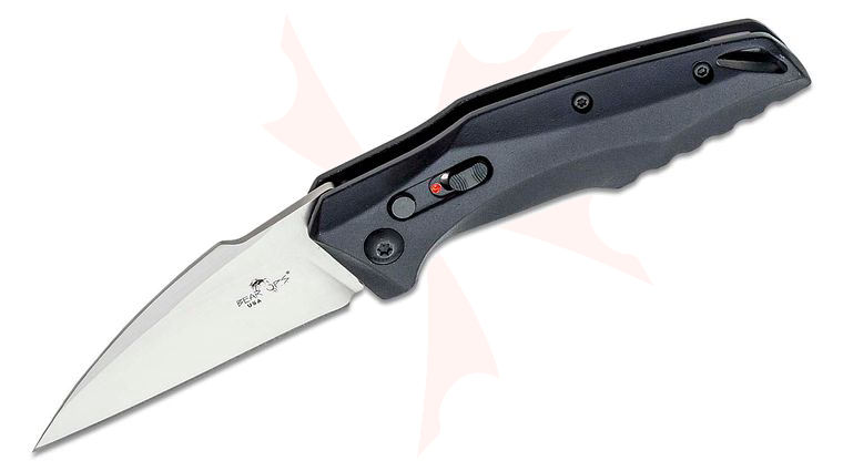 Bear OPS Bold Action XVII AUTO Folding Knife 2.8 inch Sandvik CPM-S35VN Satin Wharncliffe Blade, Black Aluminum Handles