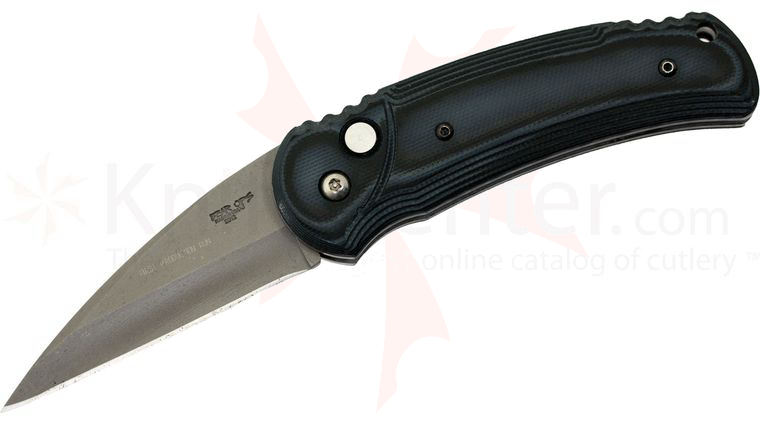 Bear OPS AC-200-B4-P Bear Tooth AUTO  3 inch S30V Wharncliffe Plain Blade, Black / Gray G10 Handles