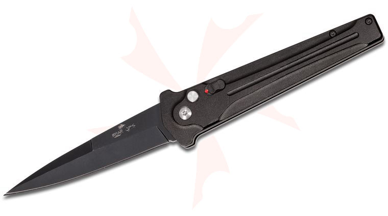 Bear OPS AC-350-ALBK-B Bold Action III Stiletto AUTO 3.5 inch 14C28N Black Blade, Black Aluminum Handles