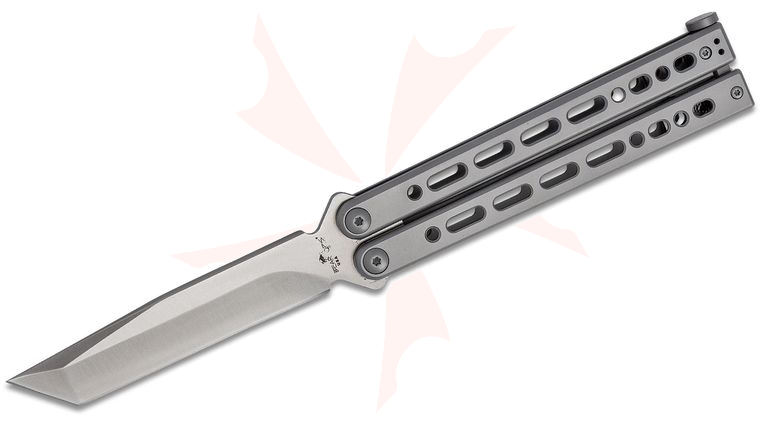Bear OPS Bear Song VIII Butterfly Knife 4.49 inch 154CM Satin Tanto Blade, Cerakote Stainless Steel Handles