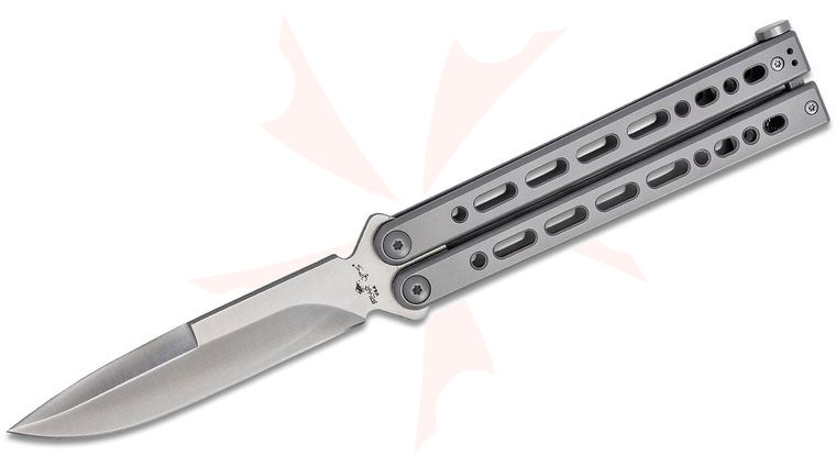 Bear OPS Bear Song VIII Butterfly Knife 4.49 inch 154CM Satin Bayonet Blade, Cerakote Stainless Steel Handles