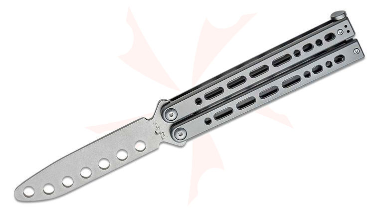 Bear OPS Bear Song VIII Butterfly Knife Trainer 4.49 inch 440 Bead Blast Blunt Blade, Cerakote Stainless Steel Handles