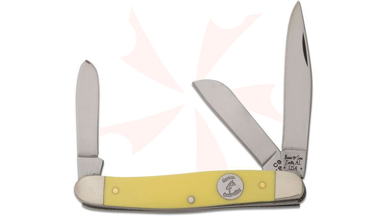 Bear & Son C347 Yellow Delrin Large Stockman 4 inch Closed