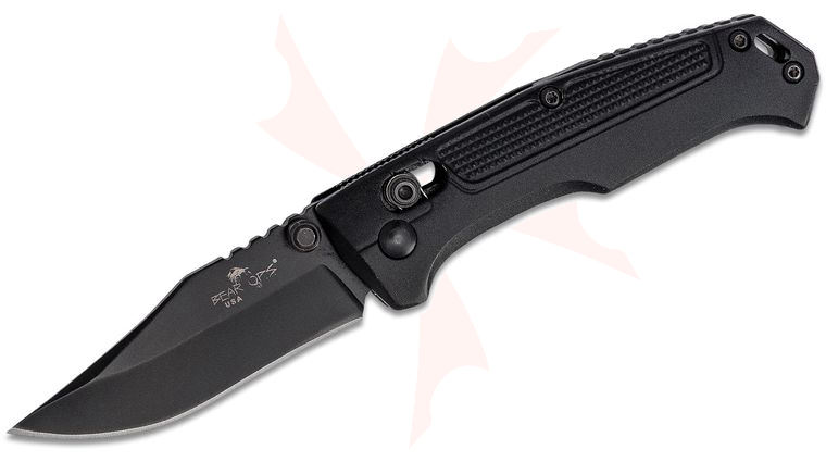 Bear OPS Rancor IV Folding Knife 2.75 inch Sandvik 14C28N Black Clip Point, Black Aluminum Handles