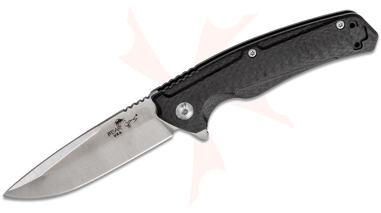 Bear OPS Rancor VII Flipper Knife 3.0 inch S35VN Satin Drop Point, Carbon Fiber and Black Stonewashed Titanium Handles