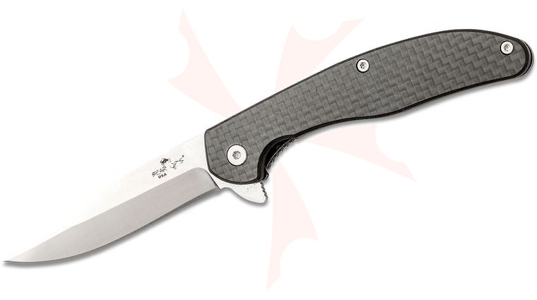 Bear OPS Rancor VIII Executive Flipper Knife 2.75 inch S35VN Satin Drop Point Blade, Carbon Fiber & Black Stonewashed Titanium Handles