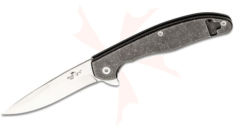 Bear OPS Rancor VIII Executive Flipper Knife 2.75 inch S35VN Satin Drop Point Blade, Black Stonewashed Titanium Handles