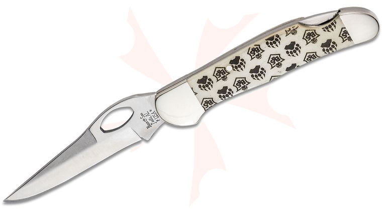 Bear & Son Cowhand Folding Knife 2.875 inch Satin Plain Blade, Bear Branded Bone Handles