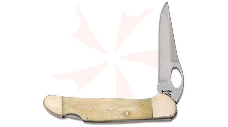 Bear & Son WSB149L Cowhand Folder 2.875 inch Satin Plain Blade, White Smooth Bone Handles