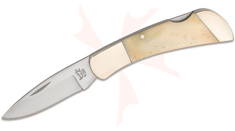Bear & Son WSB61 Midsize Lockback Folder 2.75 inch Satin Plain Blade, White Smooth Bone Handles