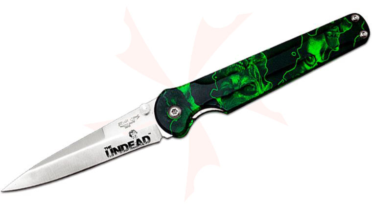 Bear OPS Bear Stiletto Undead Folding Knife 3-1/4 inch S30V Satin Blade, Reaper Z Aluminum Handles (UD-MC-300)