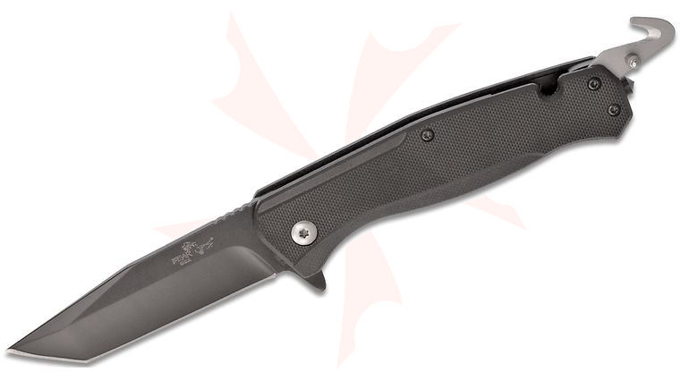 Bear OPS Bear Swipe IV Assisted Folding Knife 3.25 inch Black Tanto Blade, Black G10 Handles