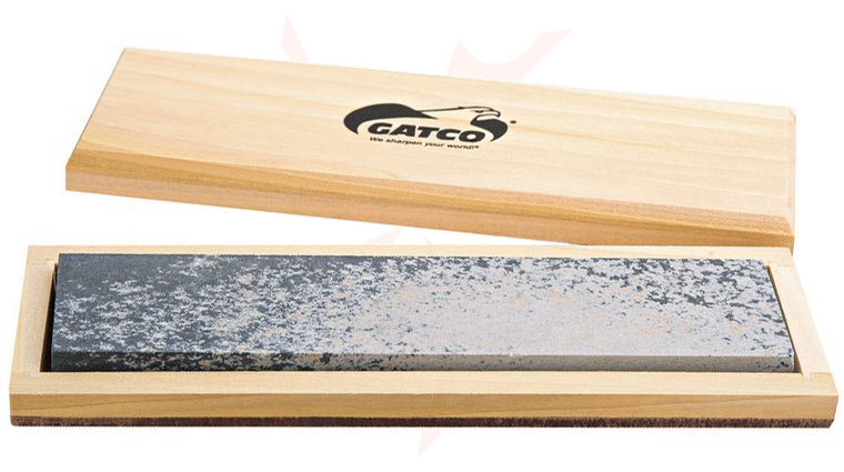 GATCO 8 inch 100% Natural Soft Arkansas Sharpening Stone, Wooden Storage Box