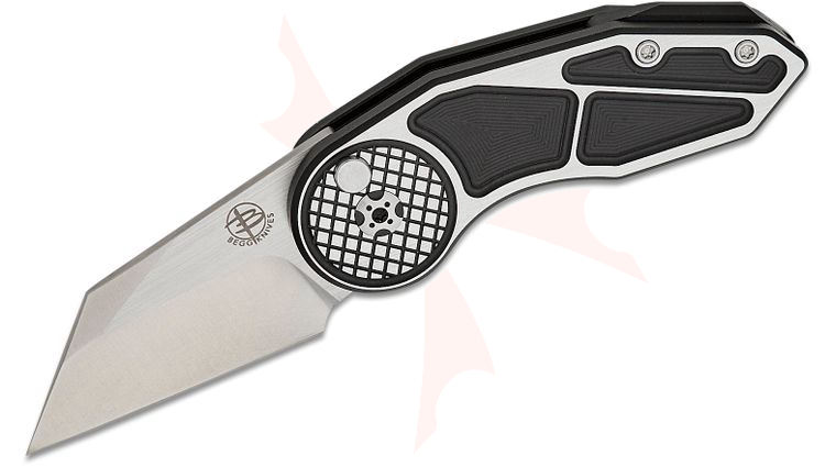 Begg Knives BG060 Steelcraft Series Rod Olson/JVO Microburst Button Lock Flipper Knife 2.25 inch VG-10 Satin Wharncliffe Blade, Machined Black Aluminum Handles with Satin Flats