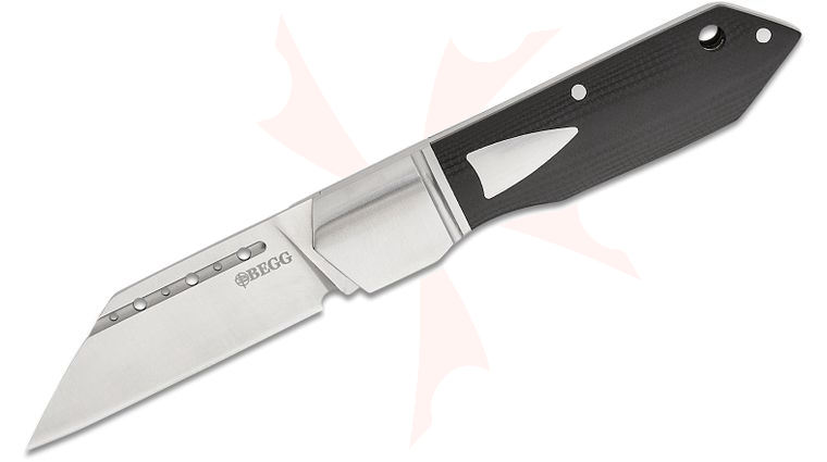 Begg Knives BG036 Steelcraft Series JVO Traditional Bullet Train Large Slipjoint Folding Pocket Knife 2.75 inch 14C28N Satin Reverse Tanto Blade, Black G10 Handles with Stainless Steel Bolsters and Shield