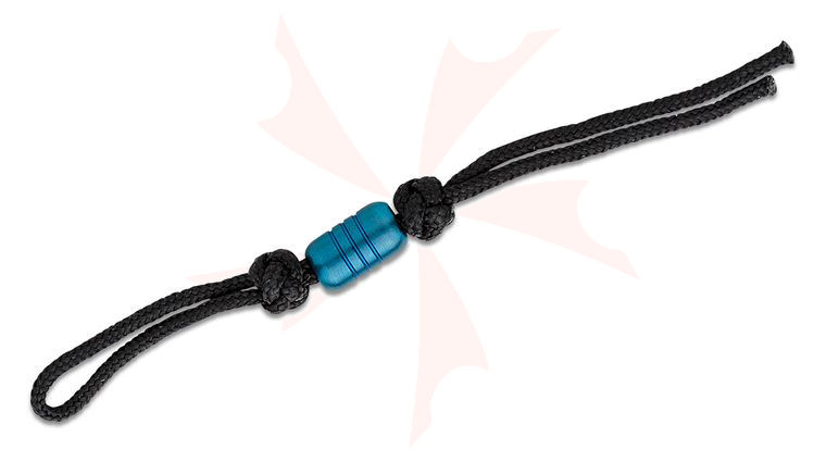Benchmade Black Paracord Lanyard with Sapphire Blue PVD Steel Bead, 4.75 inch Overall