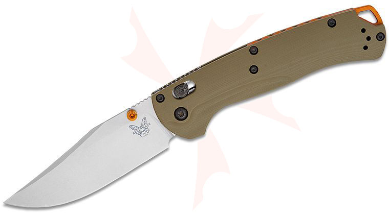 Benchmade Hunt Taggedout AXIS Folding Knife 3.5 inch S45VN Satin Clip Point Blade, OD Green G10 Handles