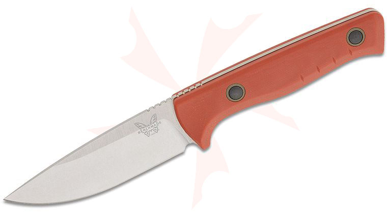 Benchmade Hunt SlipRidge Fixed Blade Knife 3.7 inch MagnaCut Stonewashed Drop Point Blade, Rust Orange G10 Handles, Boltaron Sheath