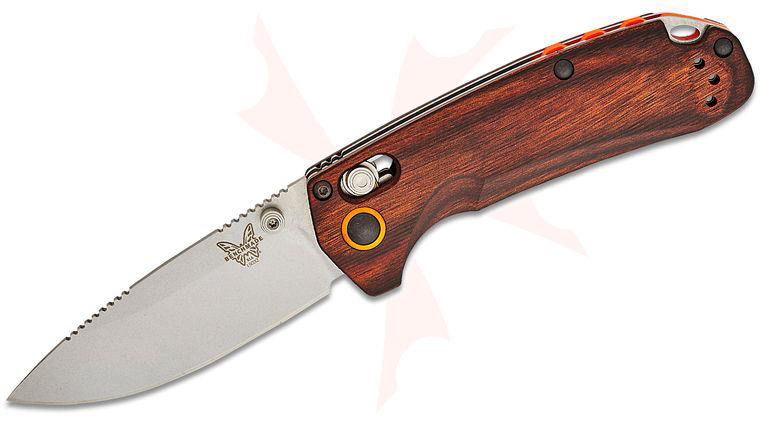 Benchmade Hunt North Fork Folding Knife 2.97 inch S30V Stonewashed Drop Point Blade, Dark Brown Stabilized Wood Handles