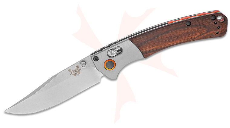 Benchmade Hunt Mini Crooked River Folding Knife 3.4 inch S30V Satin Plain Blade, Dymondwood Handles with Aluminum Bolsters