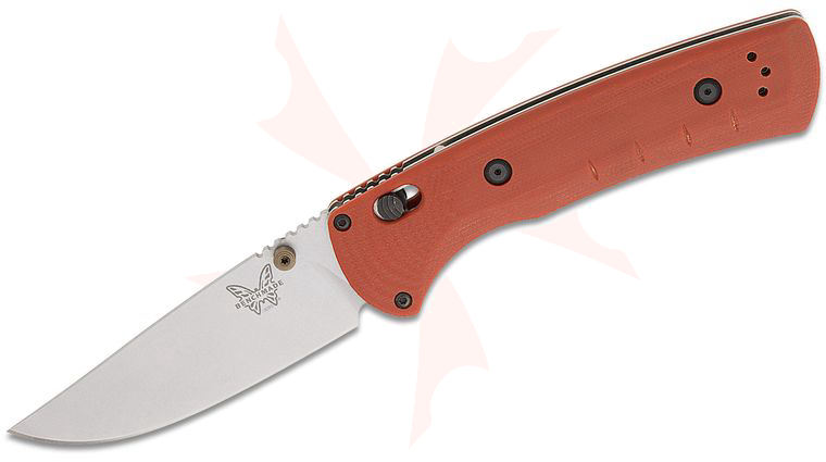 Benchmade Hunt SlipRidge AXIS/Crossbar Folding Knife 3.5 inch MagnaCut Stonewashed Modified Clip Point Blade, Rust Orange G10 Handles