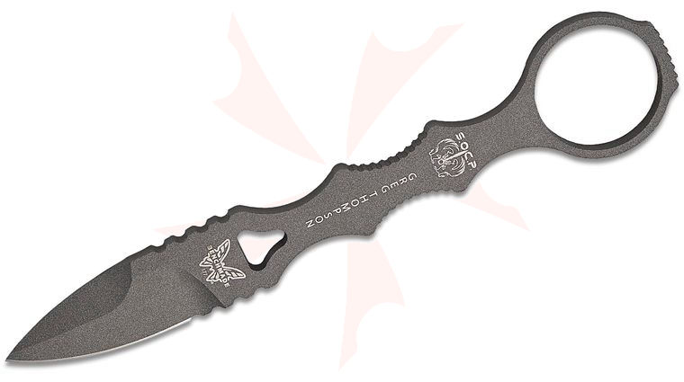 Benchmade Mini SOCP Dagger 2.22 inch Gray Spear Point Blade, Black Injection Molded Sheath