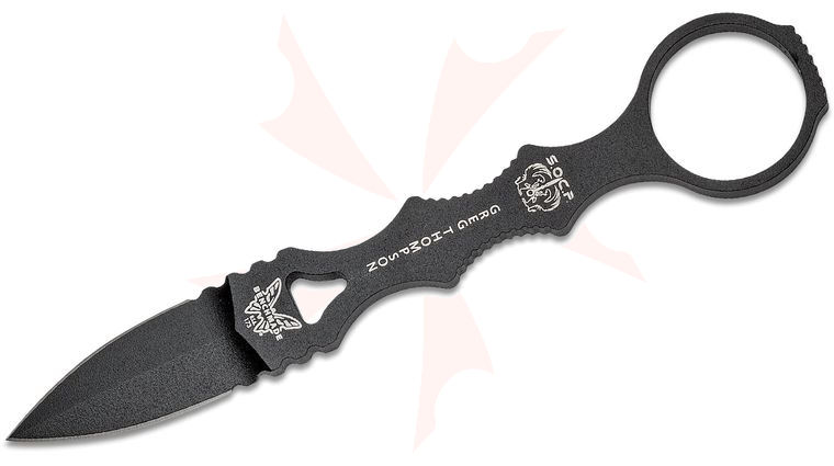 Benchmade Mini SOCP Dagger 2.22 inch Black Double Edge Blade, Black Sheath