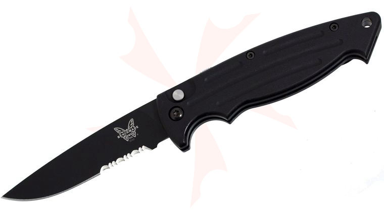Benchmade 2550SBK Mini-Reflex AUTO 3.2 inch Black Combo Blade, Aluminum Handles