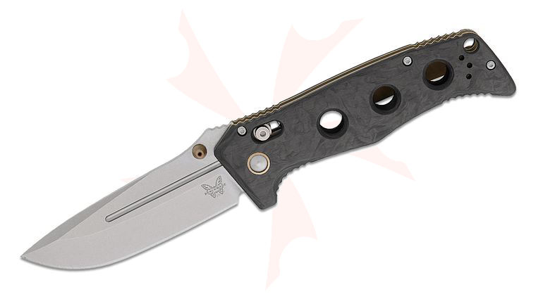 Benchmade 275-05 Shane Sibert Adamas Folding Knife 3.78 inch MagnaCut Stonewashed Drop Point Blade, Marbled Carbon Fiber Handles