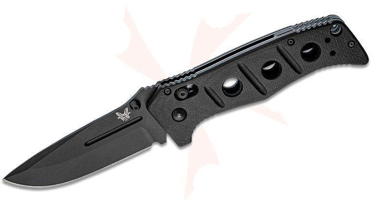 Benchmade 275BK Adamas Folding Knife 3.82 inch Black D2 Plain Blade, Black G10 Handles