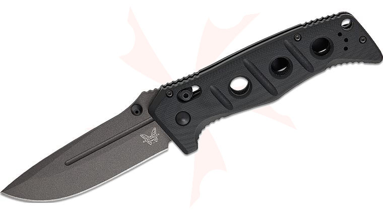 Benchmade 275GY-03 Shane Sibert Adamas Folding Knife 3.78 inch MagnaCut Tungsten Gray Plain Drop Point Blade, Black G10 Handles, Ballistic Nylon Sheath