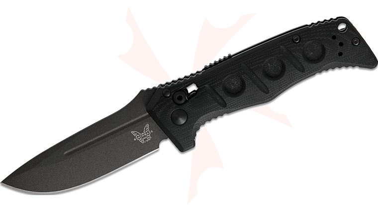 Benchmade 2730GY-04 Shane Sibert Mini Adamas AUTO Folding Knife 3.25 inch MagnaCut Tungsten Gray Cerakote Plain Drop Point Blade, Black G10 Handles, Reversible Clip