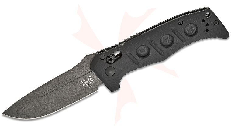 Benchmade 2730GY-1 Shane Sibert Mini Adamas AUTO Folding Knife 3.25 inch CPM-CruWear Tungsten Gray Cerakote Plain Blade, Black G10 Handles, Reversible Clip