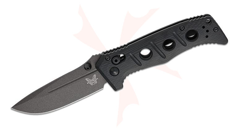 Benchmade 273GY-04 Shane Sibert Mini Adamas Folding Knife 3.25 inch MagnaCut Tungsten Gray Plain Drop Point Blade, Black G10 Handles