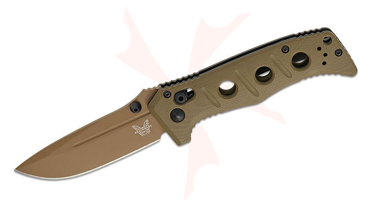 Benchmade 273FE-05 Shane Sibert Mini Adamas Folding Knife 3.25 inch MagnaCut Flat Dark Earth Plain Blade, OD Green G10 Handles