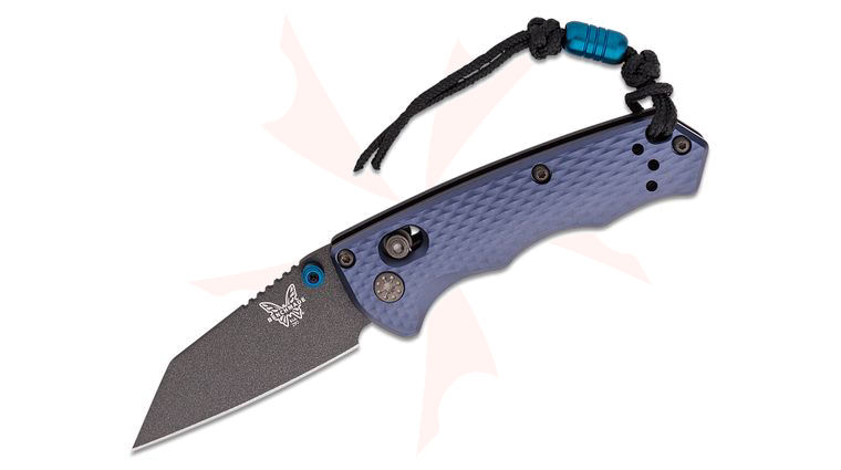 Benchmade 290BK Full Immunity AXIS Folding Knife 2.49 inch CPM-M4 Cobalt Black Wharncliffe Blade, Crater Blue Billet Aluminum Handles