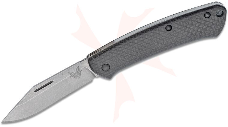 Benchmade 318-2 Proper Slipjoint Folding Knife 2.82 inch Stonewashed S90V Clip Point Blade, Carbon Fiber Handles