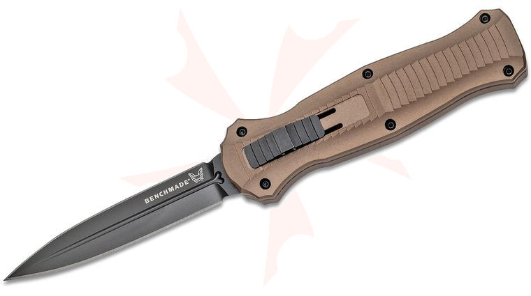 Benchmade 3300BK-1901 Limited Edition Infidel AUTO OTF Knife 3.90 inch Smoke Gray S30V Double Edge Dagger, Bronze Aluminum Handles