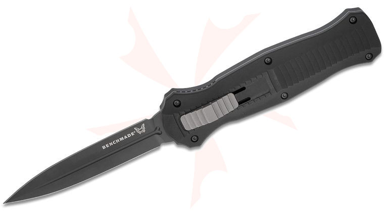 Benchmade 3300BK Infidel Dagger AUTO OTF Knife 3.95 inch D2 Black Double Edge Blade, Black Aluminum Handles