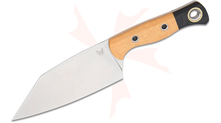 Benchmade Station Knife Fixed Blade 5.82 inch CPM-154 Stonewashed Clip Point Blade, Tan Richlite Handles with Black G10 Bolsters, Plastic Sheath