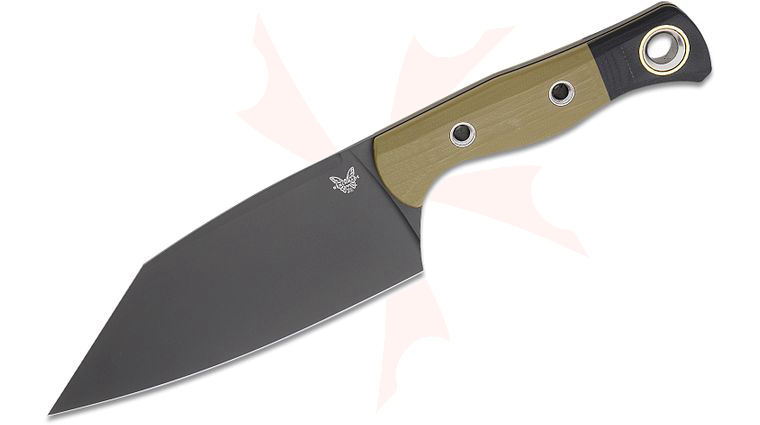 Benchmade Station Knife Fixed Blade 5.82 inch CPM-154 Black Clip Point Blade, OD Green G10 Handles with Black G10 Bolsters, Plastic Sheath