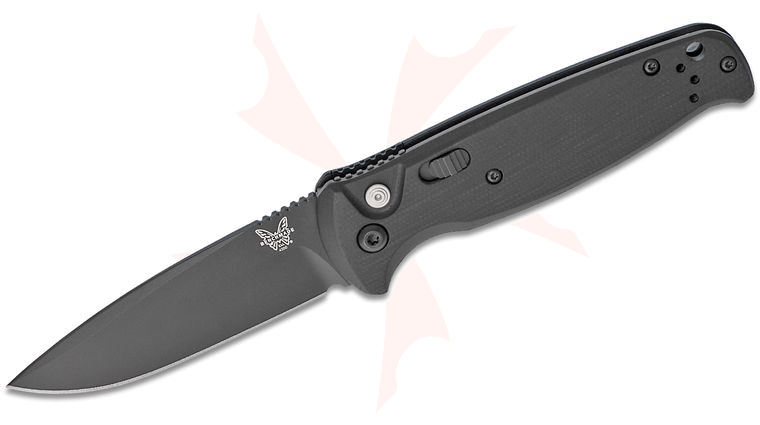 Benchmade 4300BK CLA AUTO Folding Knife 3.4 inch Black Plain Blade, Black G10 Handles