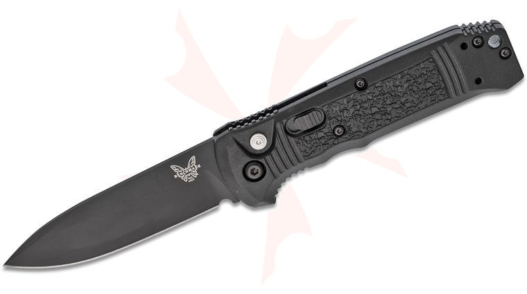 Benchmade Casbah AUTO Folding Knife 3.4 inch Black S30V Drop Point Blade, Black Textured Grivory Handles