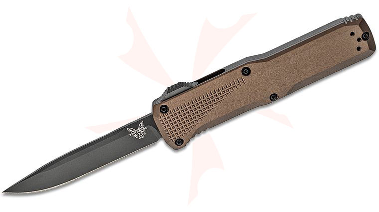 Benchmade Phaeton AUTO OTF Knife 3.45 inch Black S30V Drop Point Blade, Dark Earth Aluminum Handles