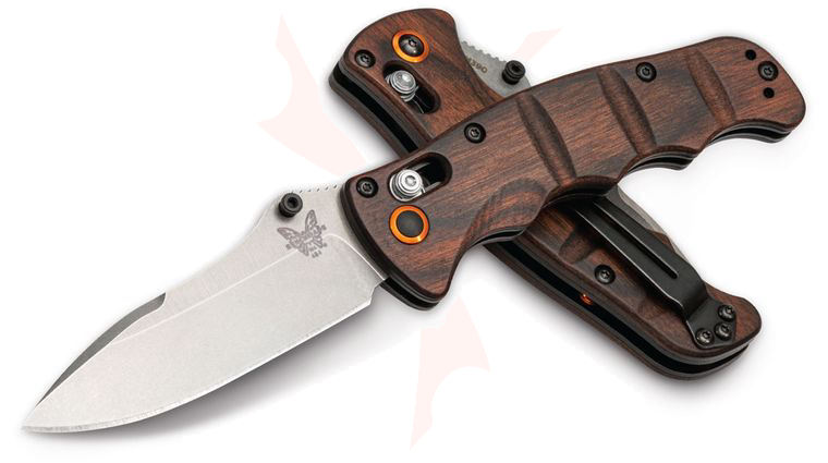 Benchmade 484-1601 Nakamura AXIS Folding Knife 3.08 inch M390 Plain Blade, Wood Handles, KnifeCenter Exclusive