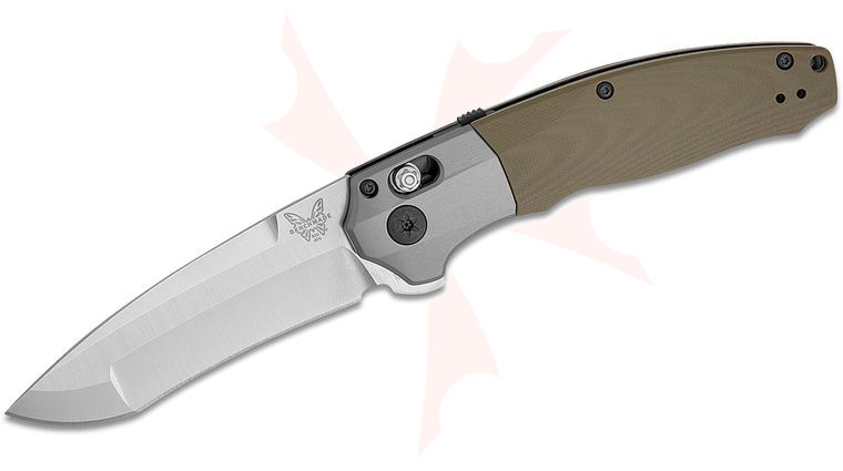 Benchmade Vector AXIS-Assisted Flipper Knife 3.6 inch CPM-20CV Satin Blade, Contoured OD Green G10 Handles with Aluminum Bolsters