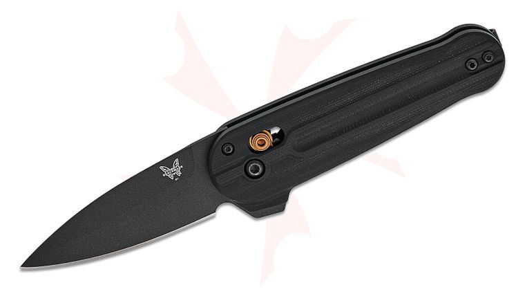 Benchmade Lowden AXIS Flipper Knife 2.79 inch S90V Black Spear Point Blade, Black G10 Handles, Burnt Copper Accents