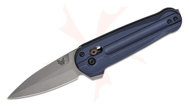 Benchmade Lowden AXIS Flipper Knife 2.79 inch M390 Satin Spear Point Blade, Crater Blue Aluminum Handles